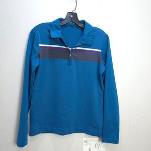 Nike Long Sleeve Polo Shirt Womens Small Blue 1/4 Zip Dri-Fit Mock Neck Running